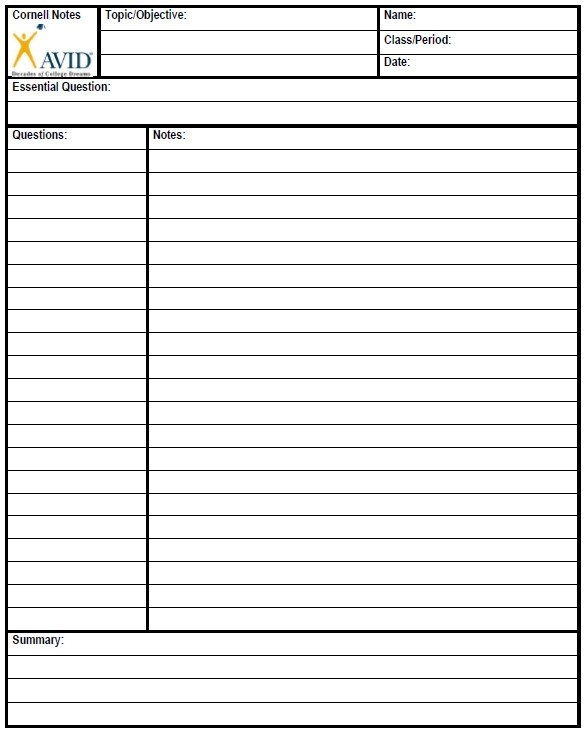 Cornell note template for mac os